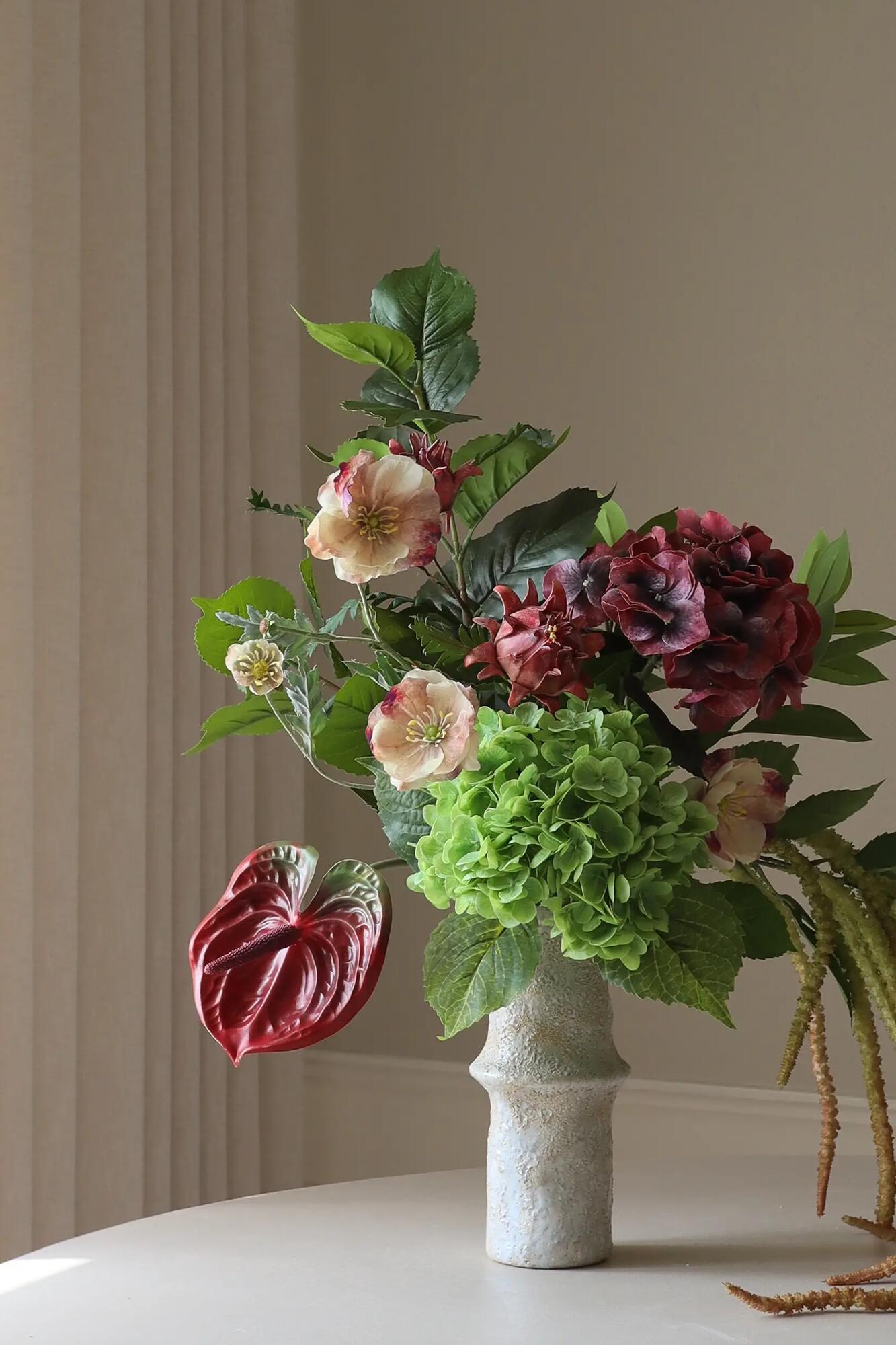 Kunstige Hortensia blade - grøn